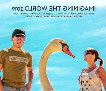 Book cover with photo of woman and man with a large swan